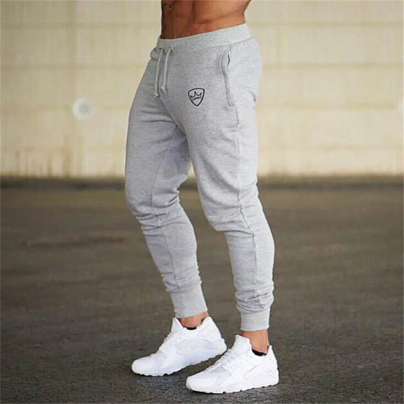 Men Gyms Fitness Sweatpants 2018 New Cotton Slim Drawstring Trousers
