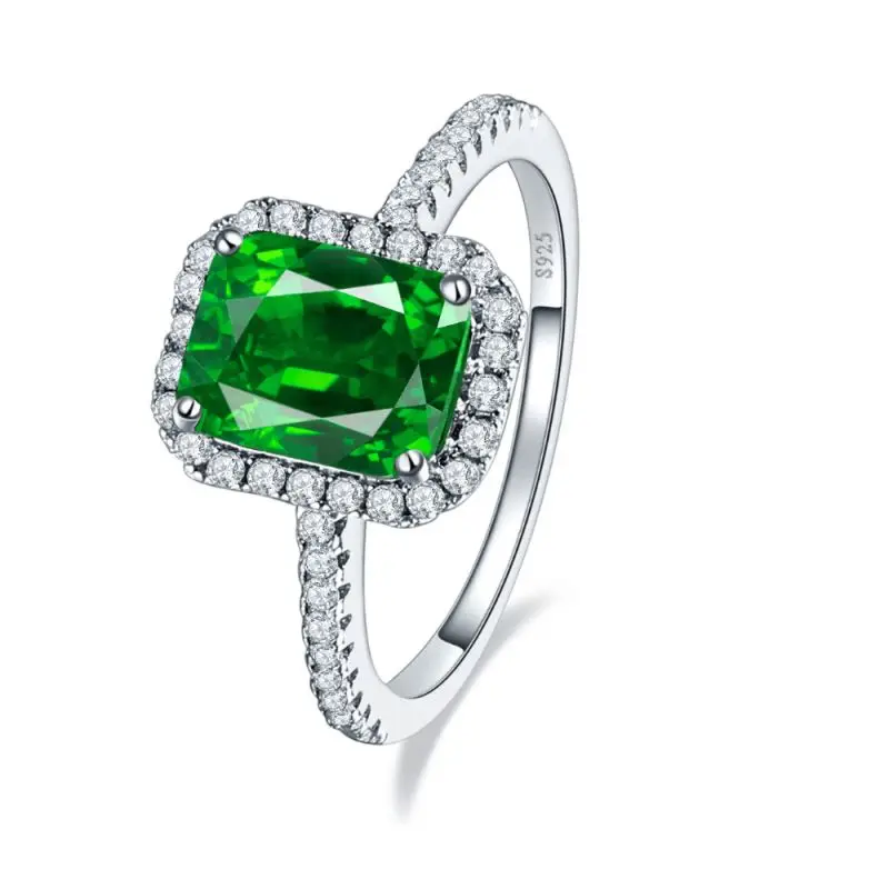 JQUEEN 3.6ct Nano изумруд Твердые 925 пробы серебряные кольца для женщин Brincos обручение обручальное кольцо квадратной огранки удивительные с коробкой - Цвет камня: 925 silver ring