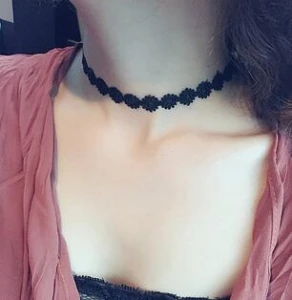 

Velvet Ribbon Necklace Punk Lolita Lace Collar Neckband Sun Flower Necklace Female Short Paragraph Clavicle Choker Flower Anubis