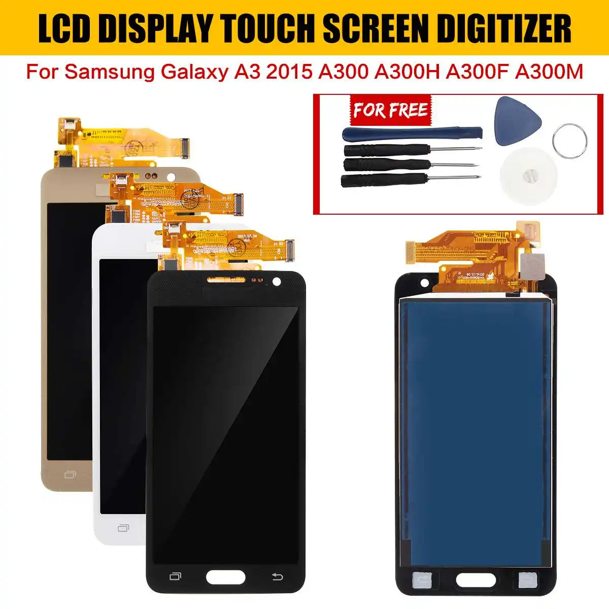 

LCD Touching Screen Digitizer Assembly & Repair Tools for Samsung for Galaxy A3 2015 A300 A300H A300F with Tools