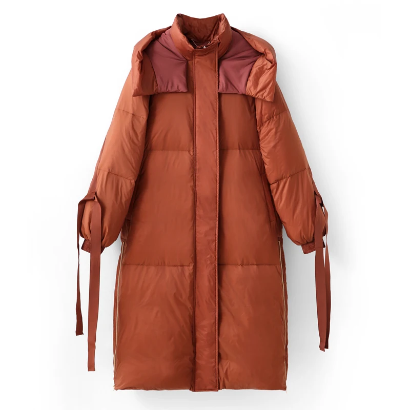 Amii Minimalist Hooded Down Jacket Women Winter
