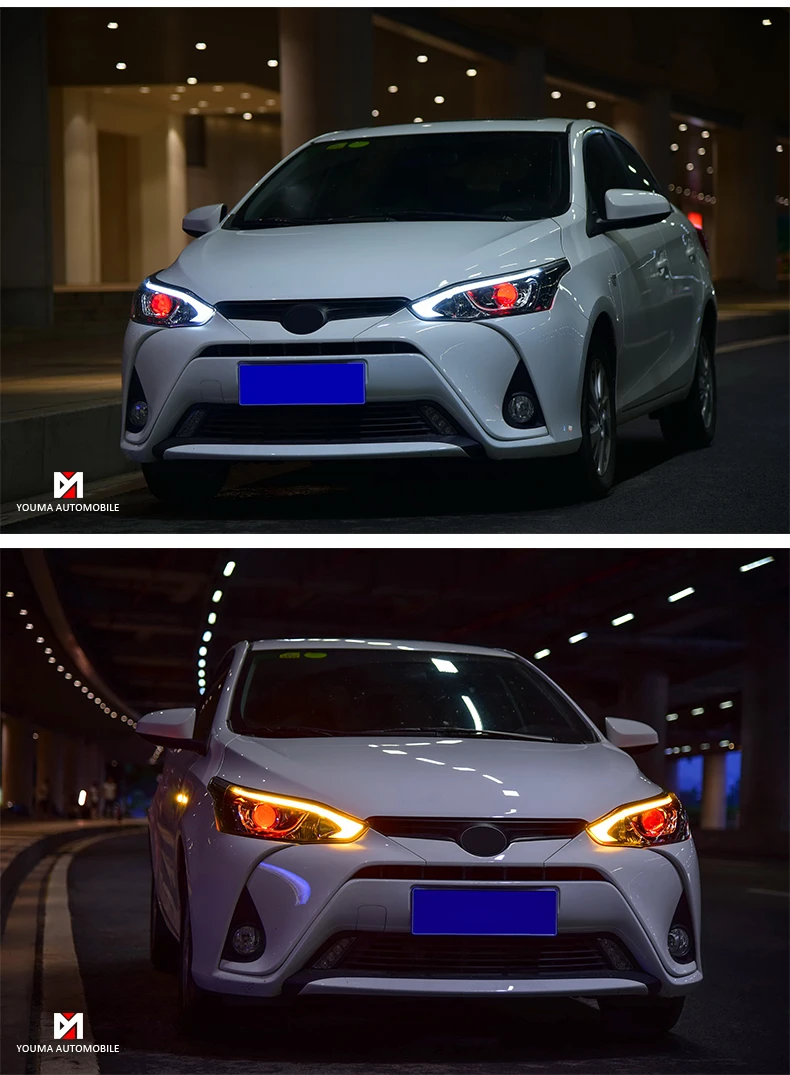 Светодиодная лампа для автомобиля фары для Toyota Yaris L- светодиодные фары DRL ходовые огни Биксеноновые Противотуманные фары ангельские глаза