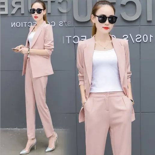 Office Uniform Designs Pant Suits Female Blazer+Pants Womens Office Wear Trouser Suit for Women Pantsuit Pink Yellow White Black Office Uniform Designs Pant Suits Female Blazer+Pants Womens Office Wear Trouser Suit for Women Pantsuit Pink Yellow White Black