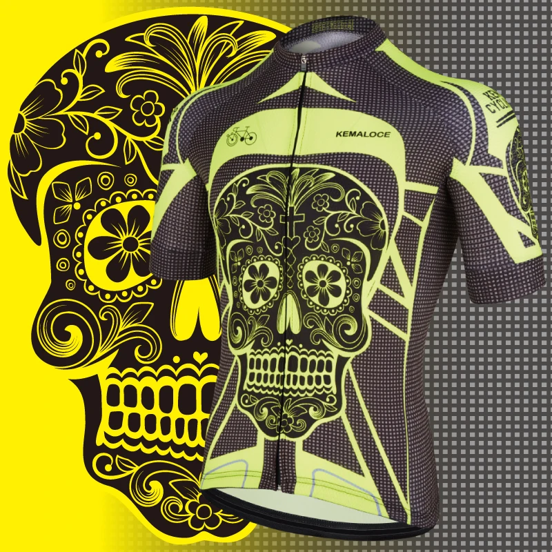 Buy Kemaloce Yellow Bright Skeleton Cycling Jersey