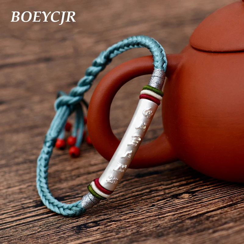 

Tibetan Buddhism Bangles & Bracelets Fashion Jewelry Handmade 925 Silver Amulet Braided Rope Bracelet for Men For Women