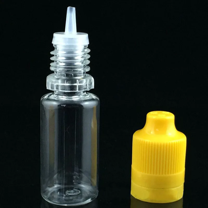 

50pcs PEt Clear 10ml Bottles Juice Dropper Bottle 10ml mini Plastic PET Ejuice Bottle With Needle Tip and Childproof Tamper Cap