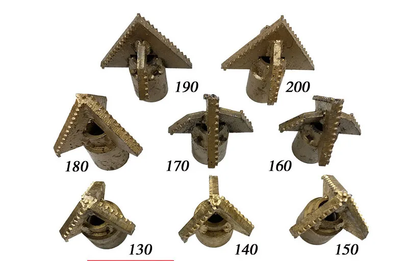 

Tri-wing Alloy Drill Mother Thread Soil Excavation Drill Bits 140 Connected to 76 Mother Thread Twist Drill Pipe