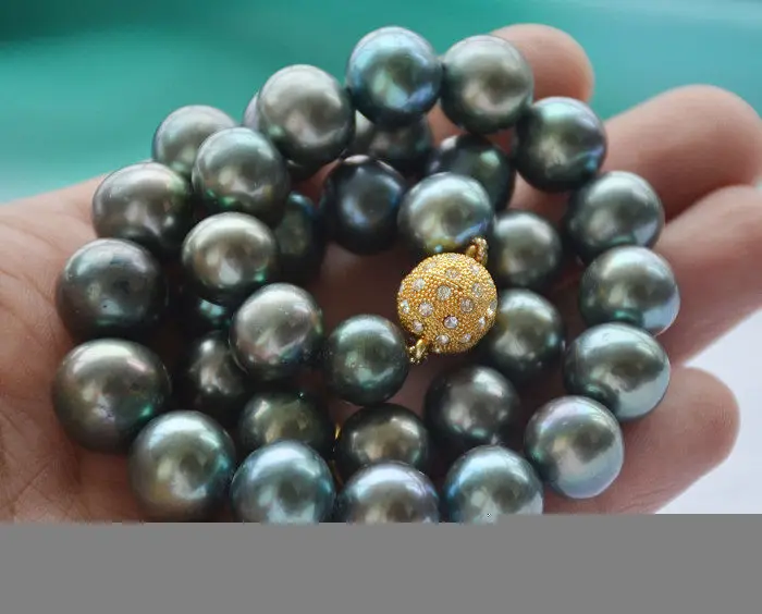

Wholesale FREE SHIPPING >>> P4596 Huge AA++ 17" 15mm ROUND PEACOCK BLACK FW cultured PEARL NECKLACE