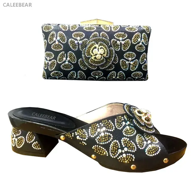 2018 Mode Chaussures Italiennes Avec les Sacs Assortis Avec Pierre Femmes Africaines Chaussures et Sacs Ensemble