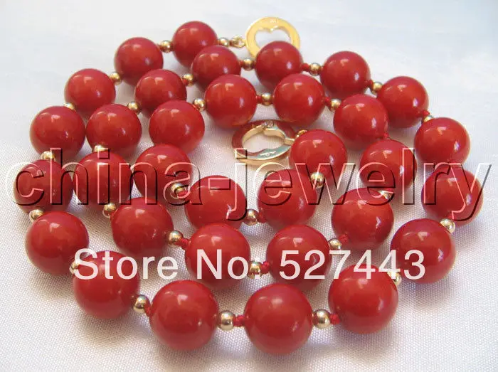 

Wholesale Beautiful AAAA 18.5 " 10mm perfect round red coral necklace
