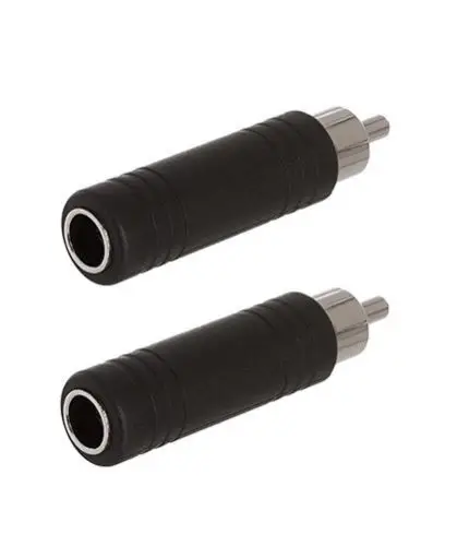 2x RCA Phono Male Plug to 6.35mm 1/4&quot Stereo Female Jack Audio Adapter Converter | Электроника