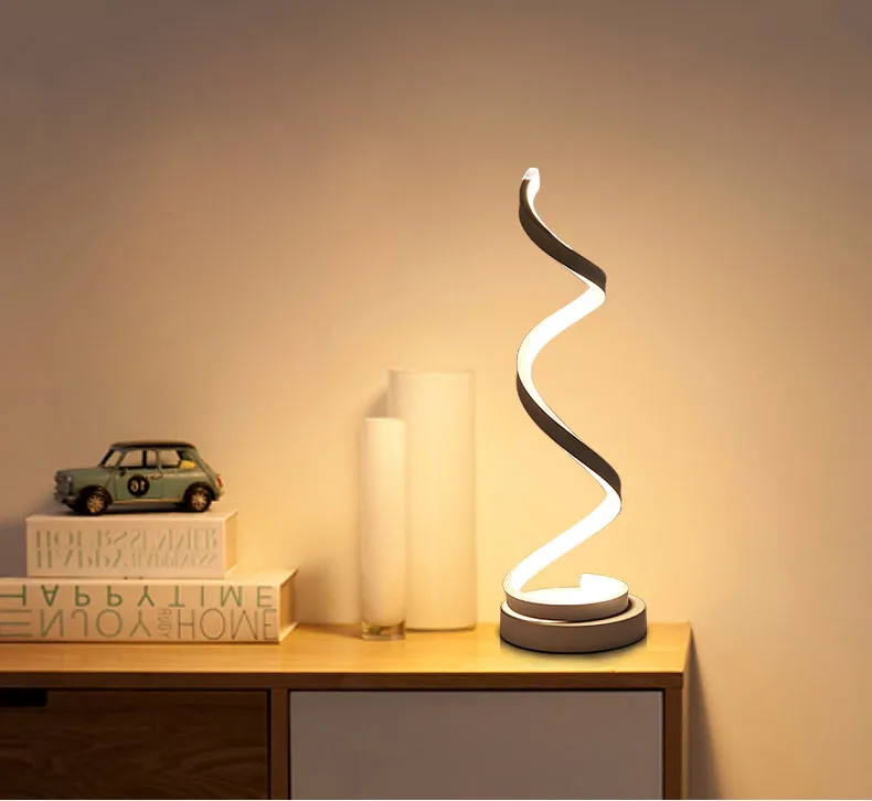 Новый легко моется Креативный дизайн современный спираль светодиодный акриловая лампа на стол Спальня ночники домашнего освещения
