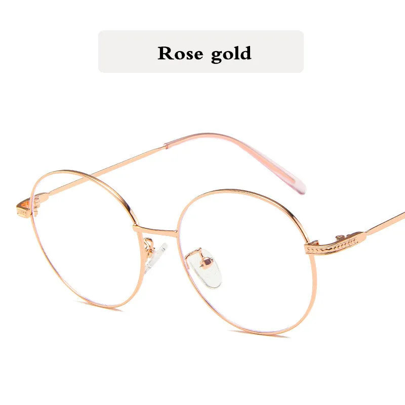 Blu-Ray классическая круглая оправа металлические оптические брендовые дизайнерские женские очки оправа очки компьютерные очки мужские аксессуары - Цвет оправы: Rose gold