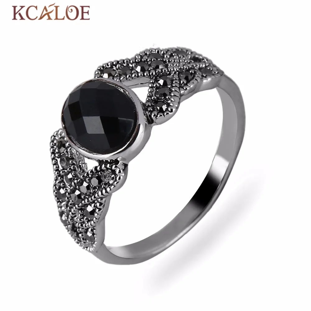 Vintage Black Rings Jewelry Onyx Stone Finger Ring Fashion Channel Jewelry Plated Black Onyx Vintage Black Rings Jewelry Onyx Stone Finger Ring Fashion Channel Jewelry Plated Black Onyx