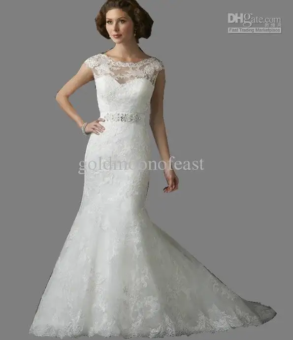 High Quality white/ivory sweetheart V-neck open back Mermaid gown evening bride wedding dresses with bow |