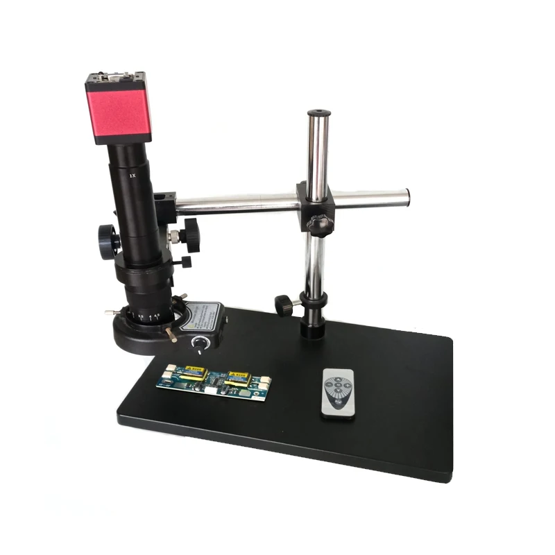 10X 180X 300X C-Mount lens Remote control 13MP HDMI VGA Industrial Microscope video Camera+ arm single support +144 Led lights |