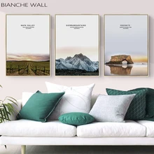 Póster Artístico en lienzo de paisaje de montaña, pintura de pared de estilo nórdico, cuadro decorativo estampado escandinavo, decoración del hogar