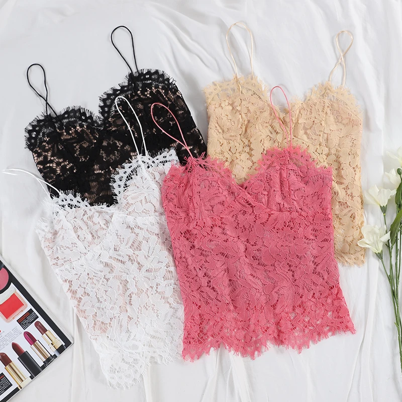 

Spaghetti Strap Top Lace Blouse Crop Top Women Sexy V Neck Summer Shirt Womens Tops And Blouses Cami Tunic 2019 Korean Basic Red