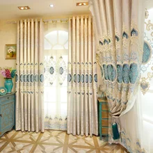 New Jacquard Luxury Villa Decoration Europe Embroidered Blackout font b Curtain b font for Living Room