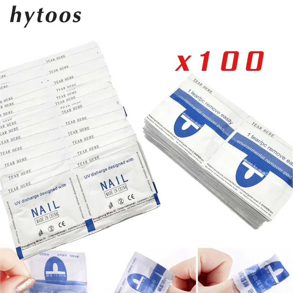 

HYTOOS 100pcs Nail Polish Remover Wraps UV Gel Nail Polish Easy Soak Off Remover Manicure Nail Art Cleaner Nails Remover Tools