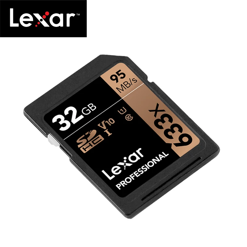 100% оригинальная SD карта Lexar 633x 16 ГБ 32 64 Гб класс 10 SDHC SDXC памяти 128 256 512 для цифровой