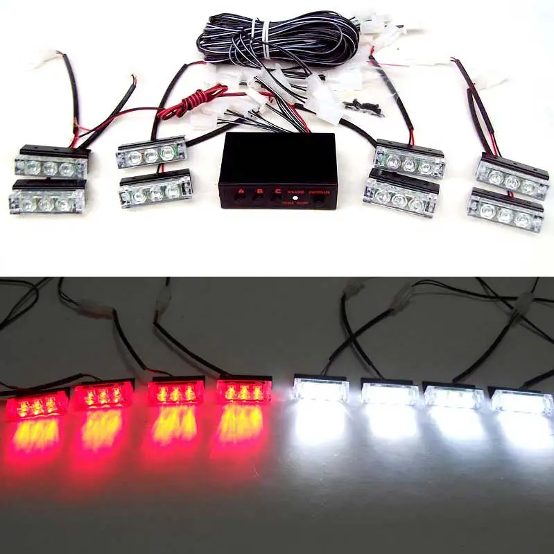 

FREE SHIPPING 8*3 LED Tow Truck Lights 4 RED  4 WHITE Emergency 3 FLASHING MODE  Fire Emergency Strobe Warning