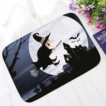 

CAMMITEVER Flying Broom Witch Carpet Flannel Floor Mat Horror Ghost Area Rug Living Room Bathroom Home Decor