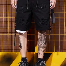 Хип-хоп, летняя уличная стирка, отверстия, нищие, Свободные повседневные шорты, уздечка