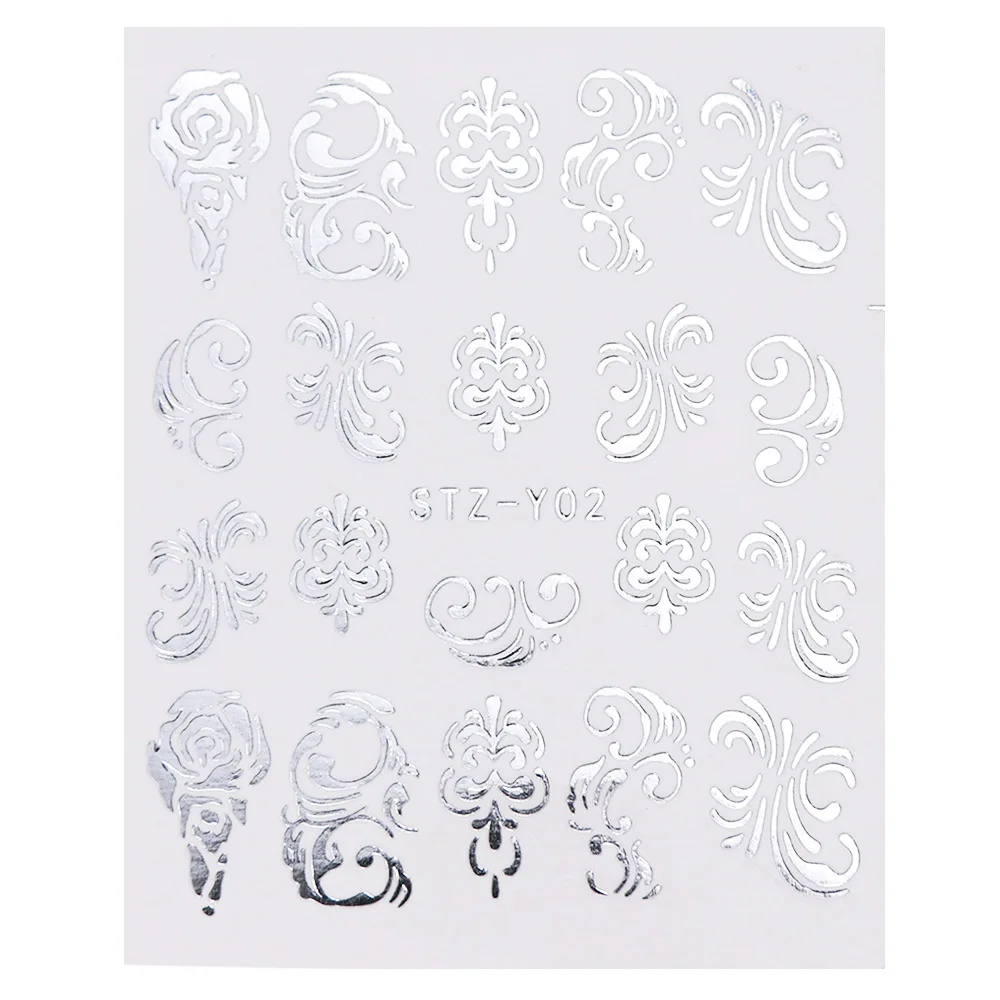1 шт Блестящая серебряная переводная водная наклейка для дизайна ногтей Наклейка цветок ожерелье геометрический слайдер Маникюр украшение JISTZ-YS20-1 - Цвет: STZ-Y02
