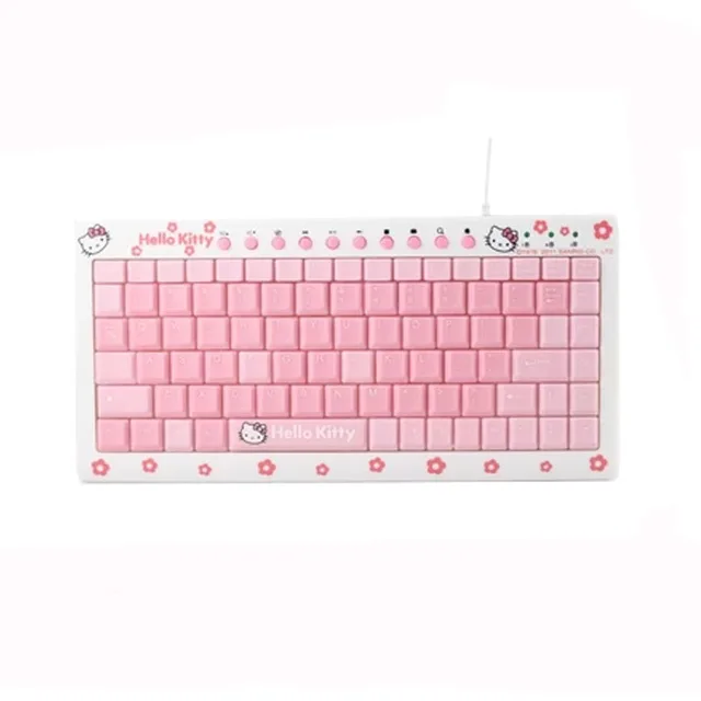 Kawaii Pink Hello Kitty Cube Mini USB Wired Waterproof Standard Quite Girls Keyboard Teclado