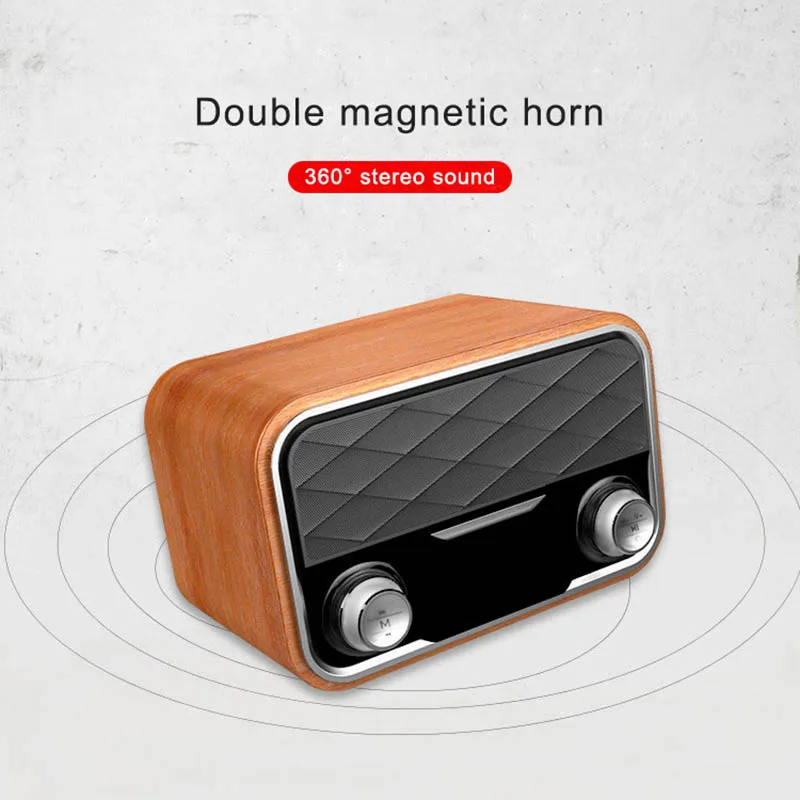 

Retro FM Radio Bluetooth Speaker Wireless AUX Subwoofer Dual Speakers TF Card Support EM88