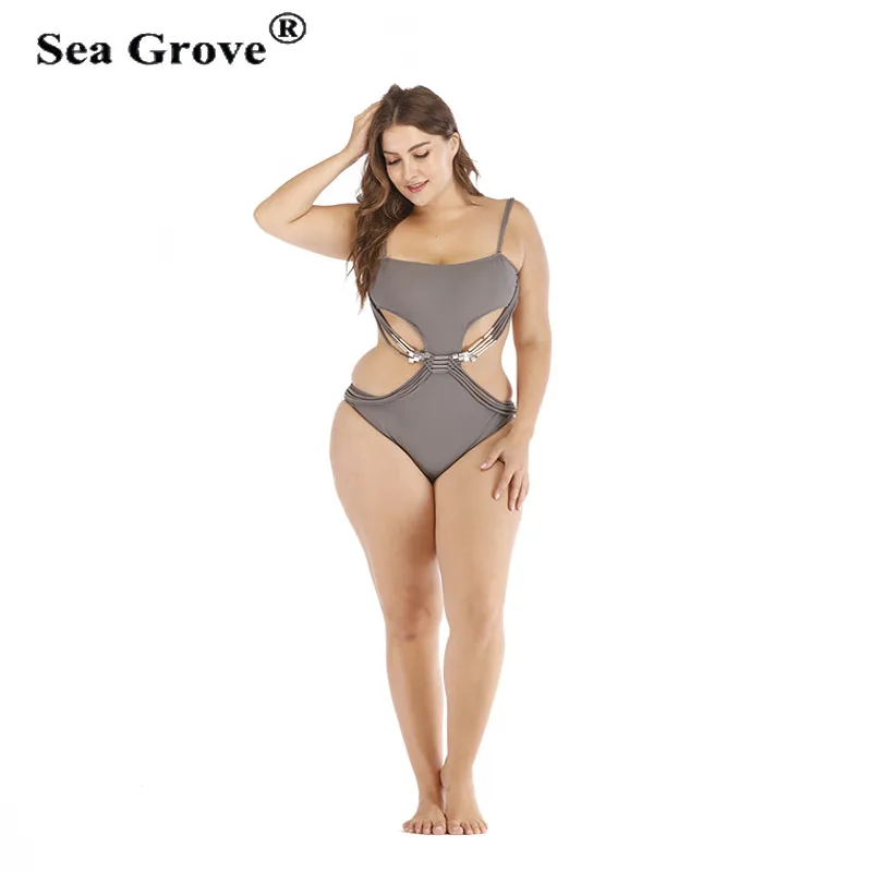 

Sexy plus size Women Swimwear solid Cut Out One Piece Swimsuit Backless Hollow design Bathing Suit Female Brazilian Monokini
