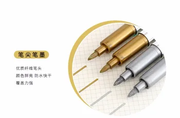 

new lovely Metallic color gel pen cute cartoon stationery prize gift kawaii student pen special golden silvary sign pen 50pc/lot