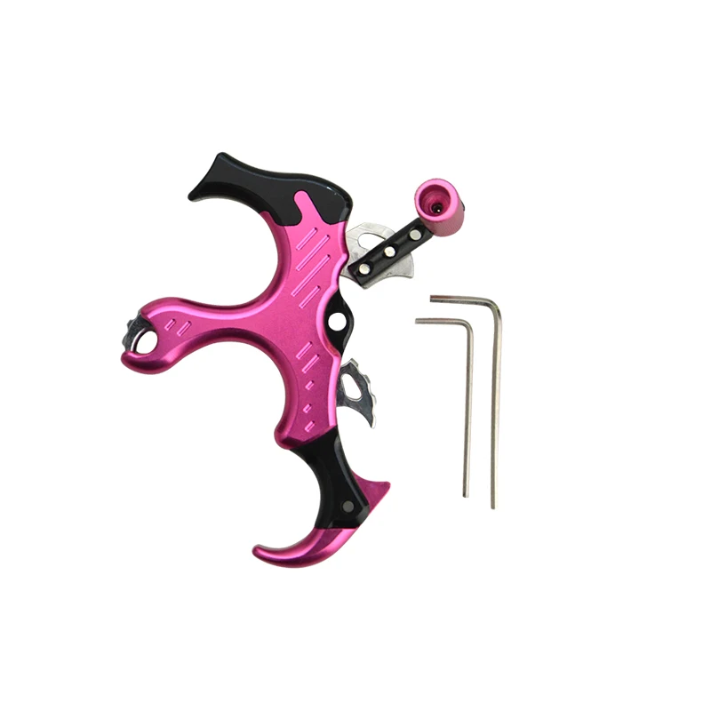 1pc Archery Compound Bow Release Thumb Caliper Trigger 3 Finger Grip Left/Right Hand Adjustable Shooting Accessories