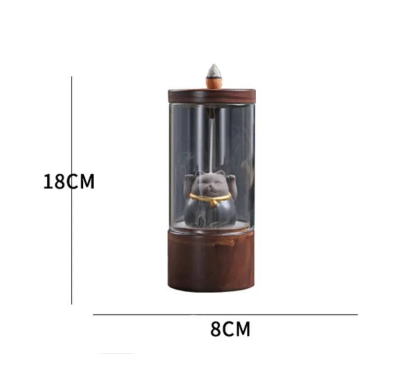 Старинный Кот удача оплавленный дзен горелка благовоний с крышкой из стекла парфюмированные благовония печь ароматизация украшение дома