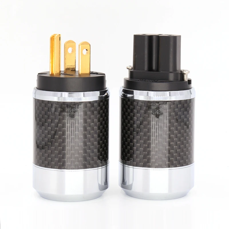 

High Quality US Power Plug Gold Plated Carbon fiber US AC power plug male and female