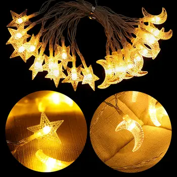 

2M 5M 10M Moon Star LED Fairy String Lights Christmas Battery Battery Operated Wedding Christmas Outdoor Room Garland Decoration