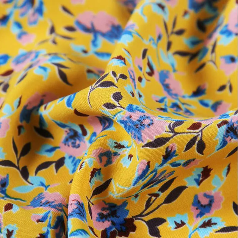 Imorted желтая ткань с цветочным принтом мягкая удобная Скатерть ткани для женщин Свадебное платье, скатерть, лоскутное по метру