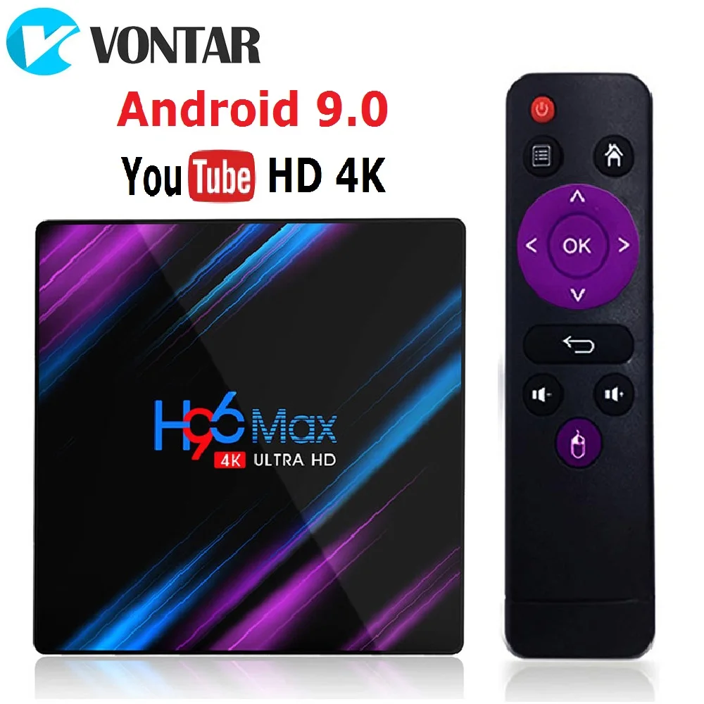 H96 ماكس 9.0 تي في بوكس أندرويد Rockchip RK3318 4 GB RAM 64 GB H.265 4 K جوجل صوت مساعد نيتفليكس يوتيوب 2G 16G مشغل الوسائط