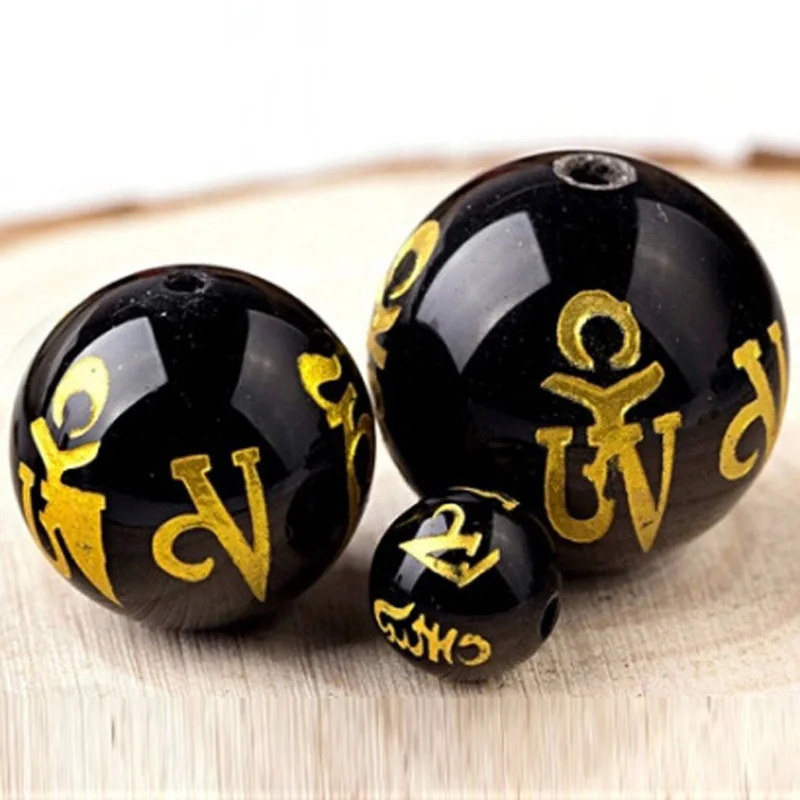 

20pcs/Lot Black Agate loose beads DIY Accessories rosary Bodhi Mantra bead Round Natural stone Necklace Bracelet free shipping