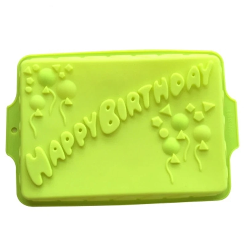 

Happy Birthday Large Square Silicone Cake Mold Big Baking Tray Pizza Tray Handmade High Temperature Easy Clear 100% Brand New