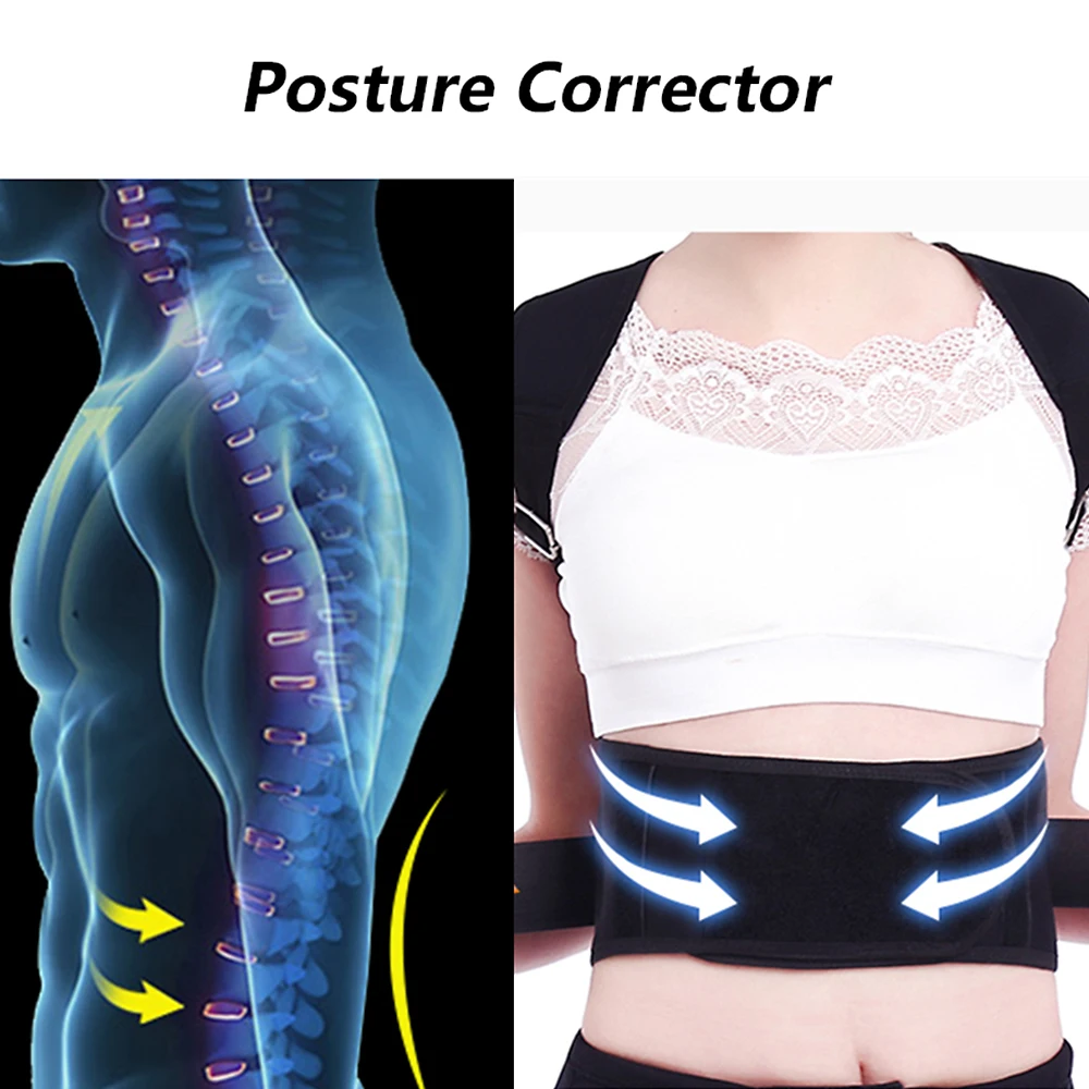 Back Waist Posture Corrector Adjustable Adult Correction Belt Waist Trainer Shoulder Lumbar Brace Spine Support Belt