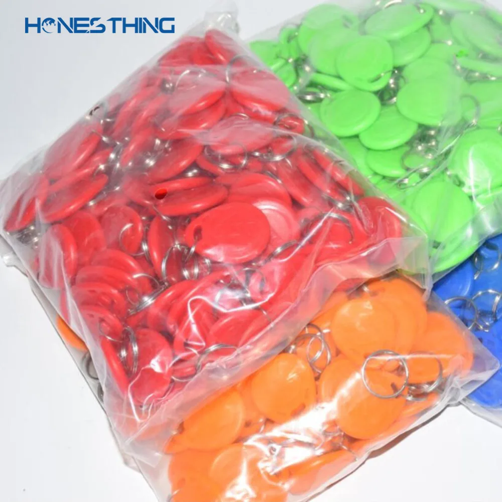 HonesThing 100PCS Waterproof Proximity 125KHz EM-ID Card Token Tag Keychain RFID Keyfob for Door Access Control Lock(Read Only) 6