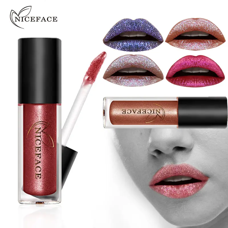 NICEFACE 6 цветов Блеск для губ Shimmer матовая губная помада водостойкий металлический