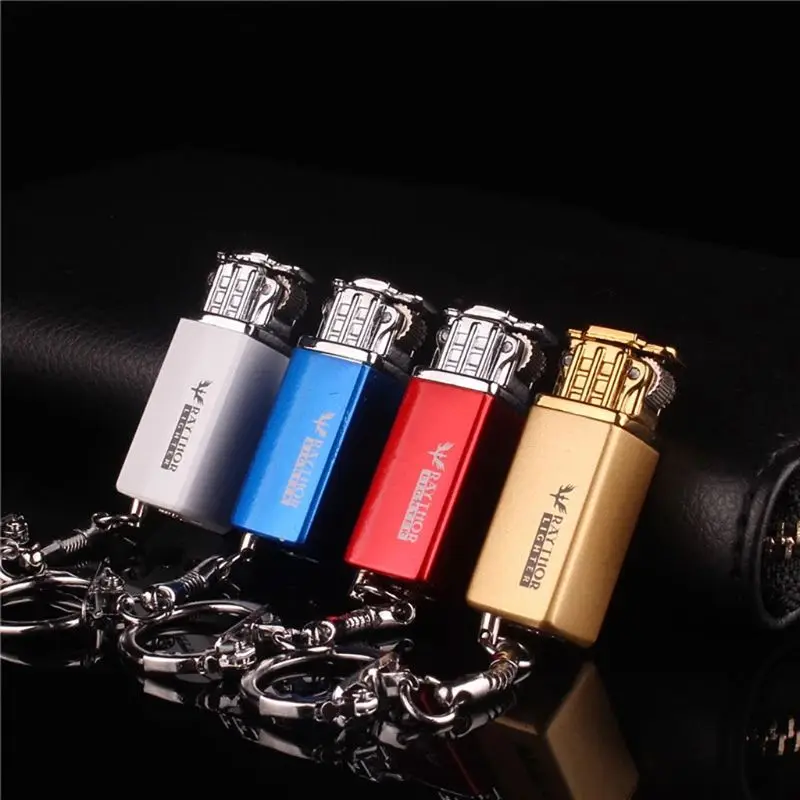 

Mini Creative Inflated Butane Gas Fuel Jet Torch Flame Lighter Metal Refillable Cigarette Fire Starter With Keychain Ring Collec