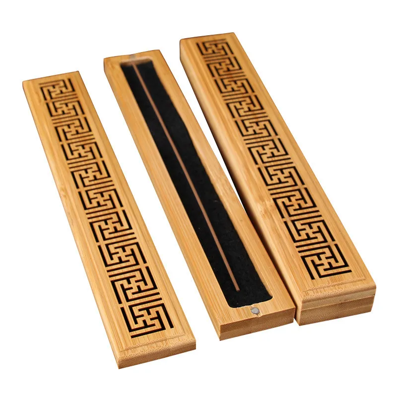 

1 Pcs Bamboo Incense Burner Hand Carving Hollow Incense Stick Holder Joss Stick Box Lying Censer Home Living Room Office Decor