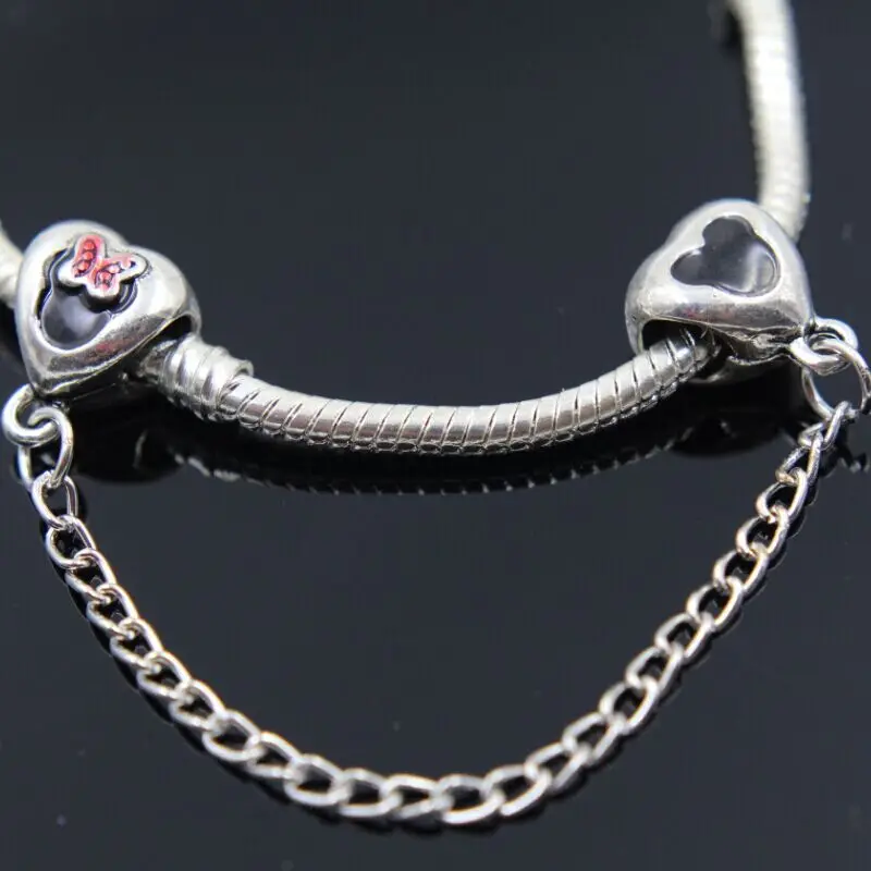

dodocharms Fashion Silver Color Screw Hole Safety Chain DIY Thread Jewelry Safety Chain Fits Pandora Bracelet Women Gift