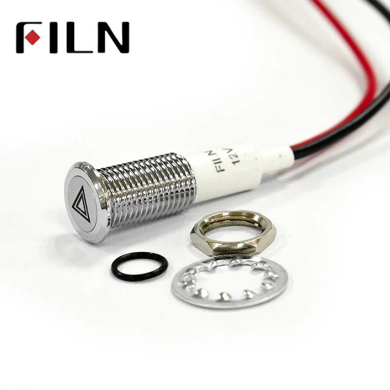 Chrome Waterproof Lamp FILN 12V LED Car Boat LED Warning Dashboard Signal Lights Instrument Pilot light 10mm (4)