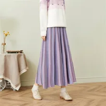Новая Всесезонная Для женщин элегантные эластичные Высокая талия трикотажные юбки женские повседневные однотонные плиссированные до середины икры трикотажные юбки M30