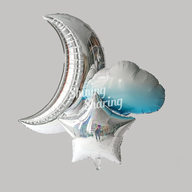 

Shiny Laser Star& Big Moon Sky Cloud Balloons Inflatable Balloon Valentine's Day Wedding Birthday Party Decor glitter ballon Toy